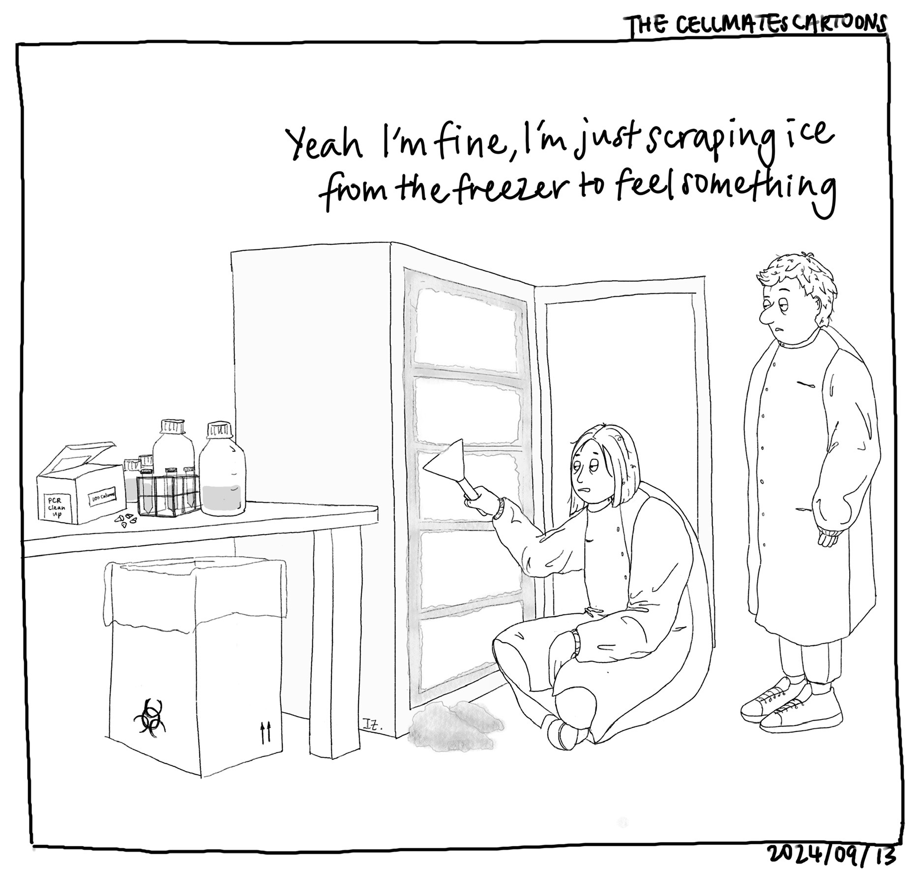 The Cellmates Cartoons by Isabelle Zane: a comic strip by Isabelle Zane about life as a PhD student in biology