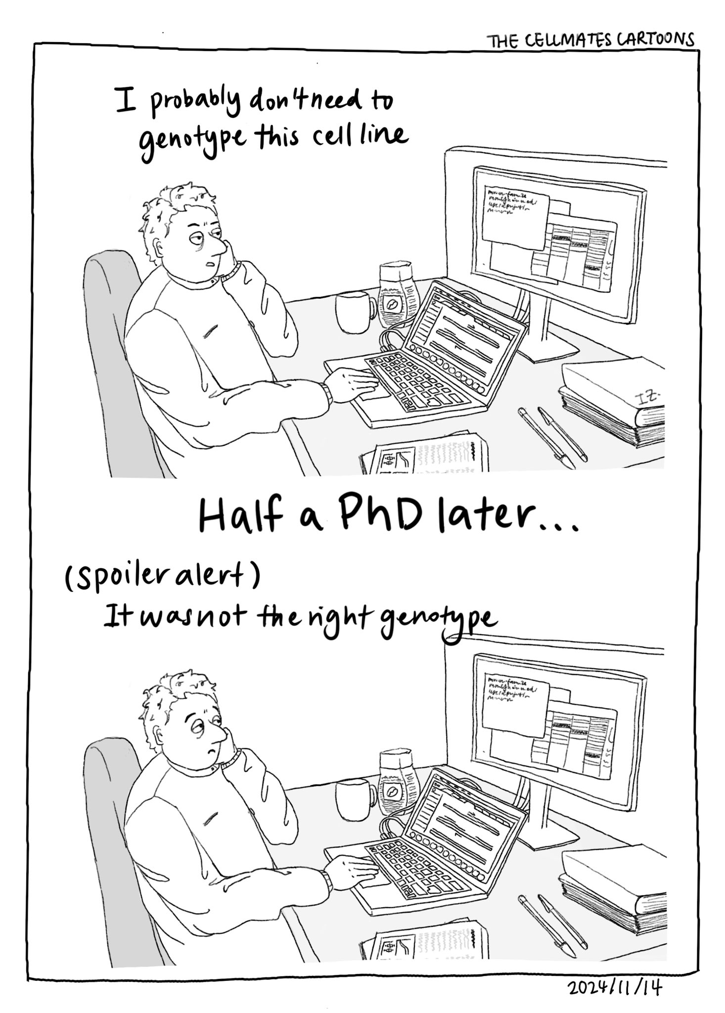 The Cellmates Cartoons by Isabelle Zane: a comic strip by Isabelle Zane about life as a PhD student in biology